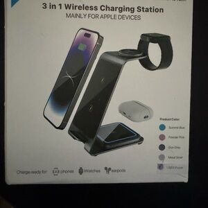 3 in 1 Wireless Charging Station - Black
